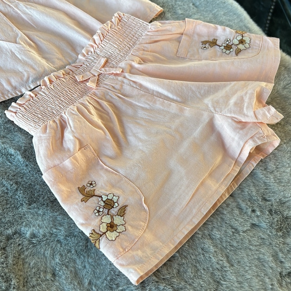 JANIE & JACK peach matching set with floral accents 2T - Picture 3 of 8